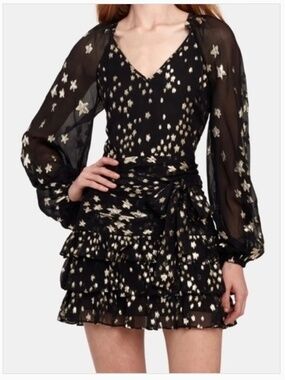 LoveShackFancy Rina Fil Coupe Mini Dress Black